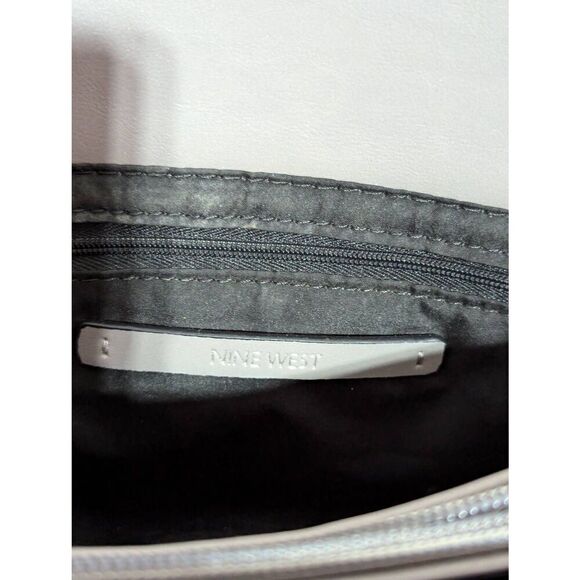 Nine West Women's Gray Solid Square Satchel With Shoulder Strap Handbag - Picture 5 of 6